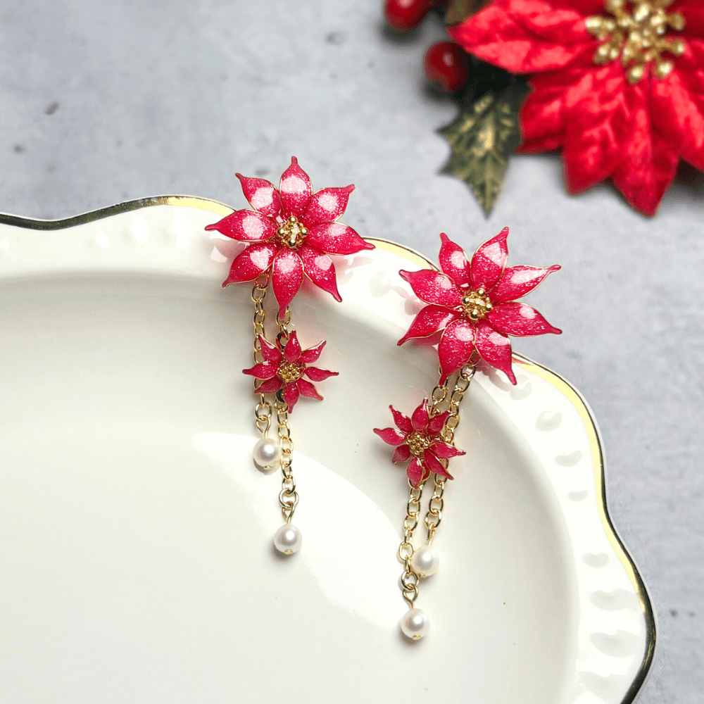 【ポインセチア】2wayピアス/レッド/クリスマス/サージカルステンレス/金属アレルギー対応/冬の新作/受注生産 | 9枚目